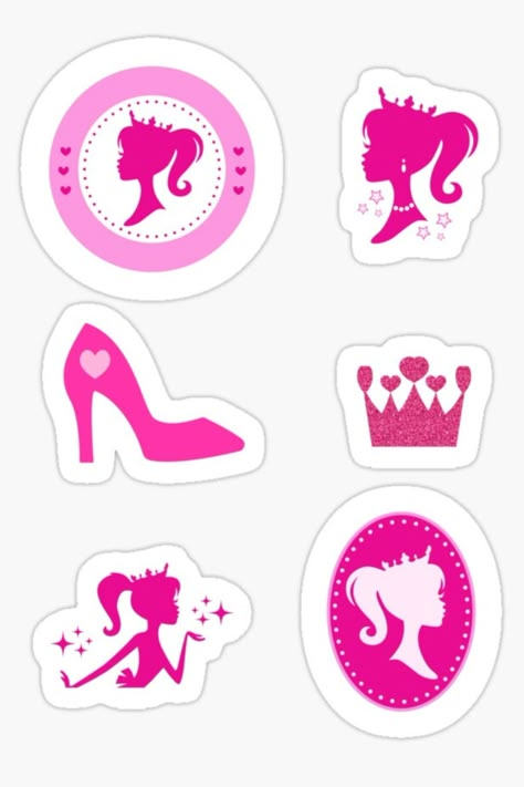 #باربي #ستيكرات بنات #اpink #barbie Barbie Party Packs, Barbie Cutouts, Barbie Stickers Printable, Barbie Notebook, Barbie Stickers, Girly Stickers, Pink Scrapbook, Barbie Party Decorations, Pink Stickers