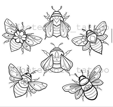 Insect Tattoo, Bug Tattoo, Tattoo Stencil Outline, Tattoo Portfolio, Bee Tattoo, Desenho Tattoo, Bee Art, Tattoo Outline, Tattoo Flash Art