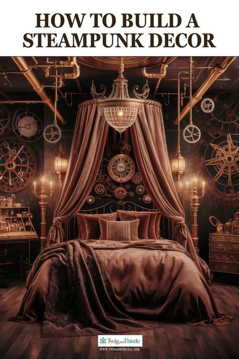 Brighten up your bedroom with a splash of color that refreshes the space. 🎨🛋️ #RedecorateBedroom #LuxuryRoomBedroom Do you relate to this? Comment your thoughts. Victorian Steampunk Bedroom, Steam Punk Bedroom Ideas, Scientist Bedroom, Punk Bedroom Ideas, Steam Punk Bedroom, Victorian Scientist, Steampunk Bedroom Ideas, Steampunk Bedroom, Furniture Colors