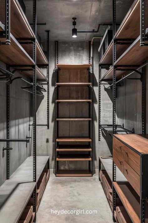 50 Modern Small Walk In Closet Design Ideas - Hey Decor Girl [Latest Trending Decor Design Ideas] Industrial Closet Design, Industrial Wardrobe Ideas, Industrial Walk In Closet, Industrial Closet Ideas, Walk In Closet Design Ideas, Small Walk In Closet Design, Closet Industrial, Pipe Closet, Industrial Wardrobe