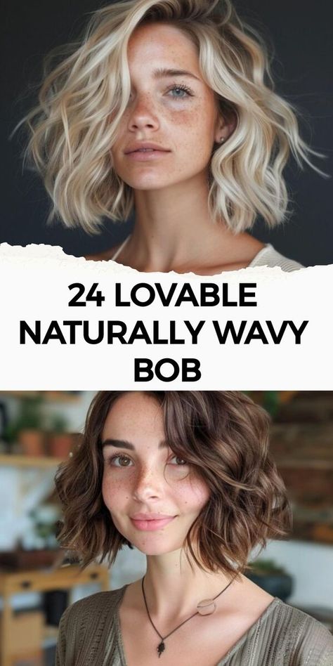 Check out 24 chic naturally wavy bob styles that will make you fall in love with your waves all over again, each offering a distinct and fashionable look. Lob With Curtain Bangs Wavy Hair, Bob With Natural Waves, Inverted Wavy Bob Hairstyles, Above The Shoulder Bob With Layers, Short And Wavy Haircuts, Wavy Lob With Layers, Wavy Bob Highlights, Cute Wavy Bob, Shaggy Bob For Fine Wavy Hair