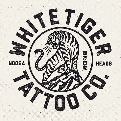 Logo for a mates new venture @mitch13tattoodtd @whitetigertattooco #design… … White Tiger Tattoo, Typographie Logo, Inspiration Logo Design, Vintage Logos, Co Logo, Illustration Tattoo, Tiger Illustration, Vintage Packaging, Bold Logo