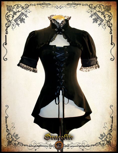 Miss Delphine Steampunk clothing blouse Steam punk by Dracolite Steampunk Fashion Women, Steampunk Mode, Steampunk Outfits, Moda Steampunk, Mode Steampunk, Punk Shirt, Medieval Gothic, Steampunk Women, Style Steampunk