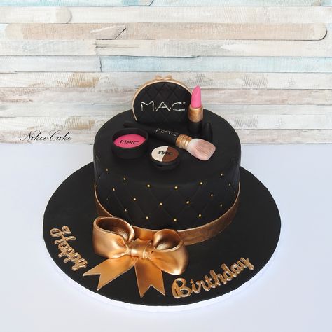 Birthday Cake for a MakeUp Artist Happy Birthday Sweetie @makeupbykamelia69 . . . . . . . . . . #makeup #makeupcakes #makeupcake #mac #macmakeup #maccake #makeupartist #nikoocake #نیکوکیک Cakes For Makeup Artist, Birthday Cake With Makeup Theme, Cake With Makeup Decoration, Birthday Cake Makeup Theme, Cake For Makeup Artist Birthday, Makeup Cakes Birthday, Fashion Theme Cake, Makeup Cake Ideas, Makeup Cake Design