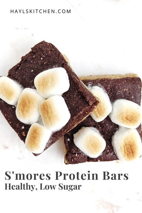 Healthy Smores, Recipes Using Marshmallows, Sugar Free Protein Bars, No Bake Protein Bars, Protein Dessert Recipes, High Protein Cheesecake, Protein Dessert, Healthy Protein Bars, Easy S