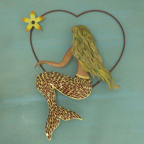 Mosaic Mermaid, Wire People, Mermaid Mosaic, Mermaid Crafts, Mermaid Wall Art, Adding Details, Mermaid Diy, Mermaid Pictures, Porch Area