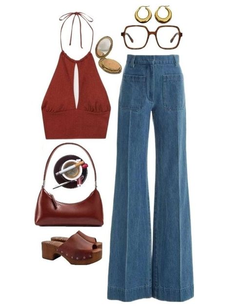 outfit inspo 70s Vibes Outfit, 70s Clothes Inspiration, 70s Polyvore Outfits, 70s Asthetics Outfit, 70s Belts Outfit, 70s Going Out Outfit, 70s Inspo Outfits, Vintage Aesthetic Outfits 70s, 70s Casual Outfits