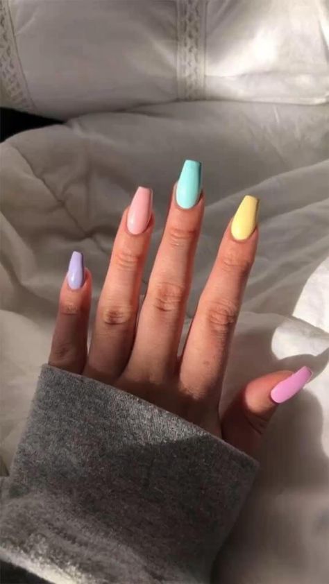 Summer Nail Art, Colorful Nails, Disney Nails, Ballerina Nails, Summer Acrylic Nails, Easter Nails, Acrylic Nails Coffin, Orange Nails, Accent Nails