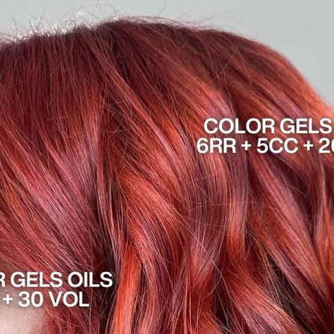 Redken on Instagram: "Need formula inspo for a vibrant, fiery red? We’ve got you covered 🔥 @salon.m78200 🇫🇷 achieved this look with no other than Color Gels Oils. 

Color Gels Oils contains 2% apricot oil for smoother hair, and rejuvenates hair for +78% shine* and +30% condition**. Its liquid texture is perfect for advanced speed in the salon 💛

The #RedkenRecipe:
 💛 Zone 1: Color Gels Oils: 25g 6RR + 25g 5CC + Pro-Oxide Cream Developer 20 volume 
 💛 Zones 2 & 3: Color Gels Oils 7CC + Pro-Oxide Cream Developer 30 volume
🤍 Care: Acidic Bonding Concentrate range
🩶 Styling: Spray Wax

*vs uncolored hair
**vs non-conditioning shampoo" Shampoo For Red Hair, Acidic Bonding Concentrate, Liquid Texture, Apricot Oil, Fiery Red, Smooth Hair, Spray, Conditioner, Hair