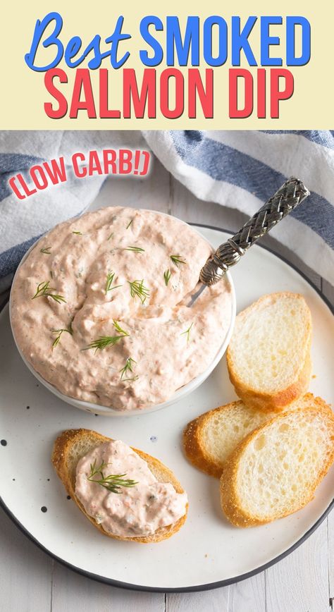 Smoked Salmon Dip Recipe: This easy LOW CARB salmon dip is made with cream cheese and a handful of bold ingredients to make the smokiest zestiest dip you've ever tried! #ASpicyPerspective #lowbcarb #keto Salmon Dip Cream Cheese, Best Smoked Salmon Dip, Fish Dip Recipe, Salmon Dip Recipes, Fish Dip, Tailgate Appetizers, Shrimp Dip Recipes, Best Smoked Salmon, Sweet Potato Chips Baked