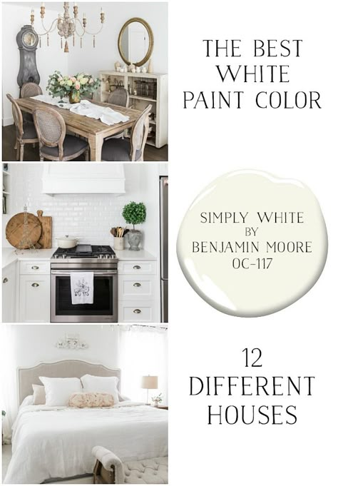 White Paint Color, Benjamin Moore White, Best White Paint, French Country Living Room, Farmhouse Paint, Paint Colors Benjamin Moore, Benjamin Moore Paint, Bedroom Decorating Ideas, White Paint Colors