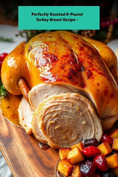 Roasted 8-pound turkey breast on a cutting board with herbs and cranberry sauce. Roasting A Turkey, Cooking Turkey Breast, Turkey Breast Recipe, Breast Recipe, Easy Family Dinners, Turkey Breast, Turkey Recipes, Holiday Gathering, Family Dinner