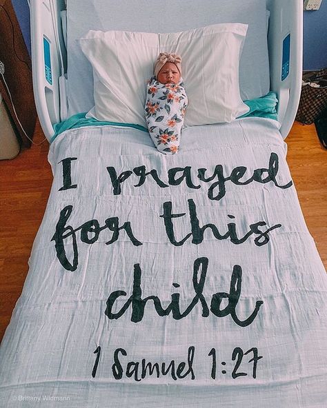 That moment when you meet your answered prayer, and she’s everything you prayed for PLUS more ✨⠀ Huge congratulations @brittanywidmann 🎈 This photo is so special! ⠀ Nothing brings me more joy than seeing the stories God writes with Modern Burlap scripture swaddles. Who do you know who would love this blanket? Email hello@modernburlap.com to track one down before they’re temporarily gone. Bellville Texas, Bos Baby, Texas Baby, 1 Samuel 1 27, Baby Life Hacks, 1 Samuel, Newborn Hospital, Baby Hospital, Baby Planning