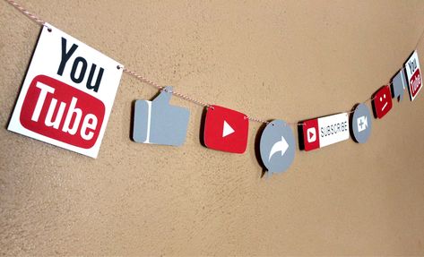 Youtube Logo Subscribe, Youtube Backdrops, Social Media Theme, Thumbs Up Thumbs Down, Youtube Theme, Youtube Birthday, Youtube Party, Social Media Party, Event Banner