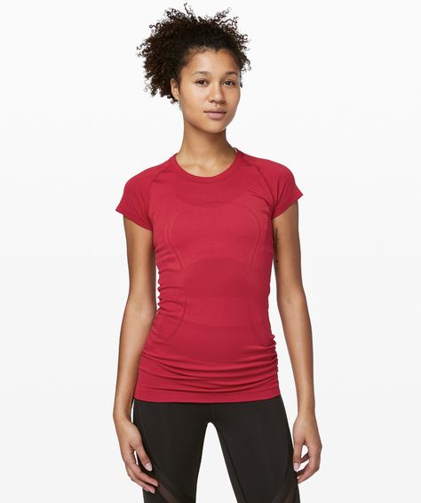 Dark Red Swiftly Tech Short Sleeve Crew by Lulu Lemon #lululemon Red Swiftly Tech, Swiftly Tech Short Sleeve, Lululemon Outfits, Tech T Shirts, Swiftly Tech, Short Sleeve Shirt Women, Riding Outfit, Short Sleeve Shirts, Running Tops