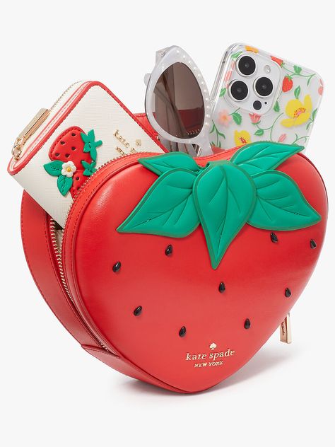 Strawberry Dreams 3D Strawberry Crossbody | HANDBAGS | Kate Spade Australia Kate Spade Strawberry, Strawberry Purse, 3d Strawberry, Wardrobe Building, Bath Body Works Candles, Kate Spade Outlet, Fruit Jewelry, Vanilla Latte, Crossbody Handbags