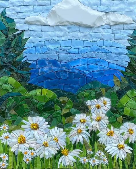 Mosiacs Projects Diy, Easy Mosaic Projects For Beginners, Flower Mosaic Art, Flower Mosaic, Mosaic Flowers, Mosaic Artwork, Mosaic Projects, Mosaic Designs, Large Flowers