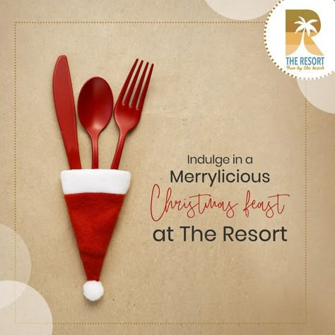 Food Creative Post, Hotel Creatives, Christmas Advertising Design, Merry Christmas Post, Merry Christmas Food, Mumbai Beach, Christmas Menu Design, Christmas Poster Design, Christmas Ads