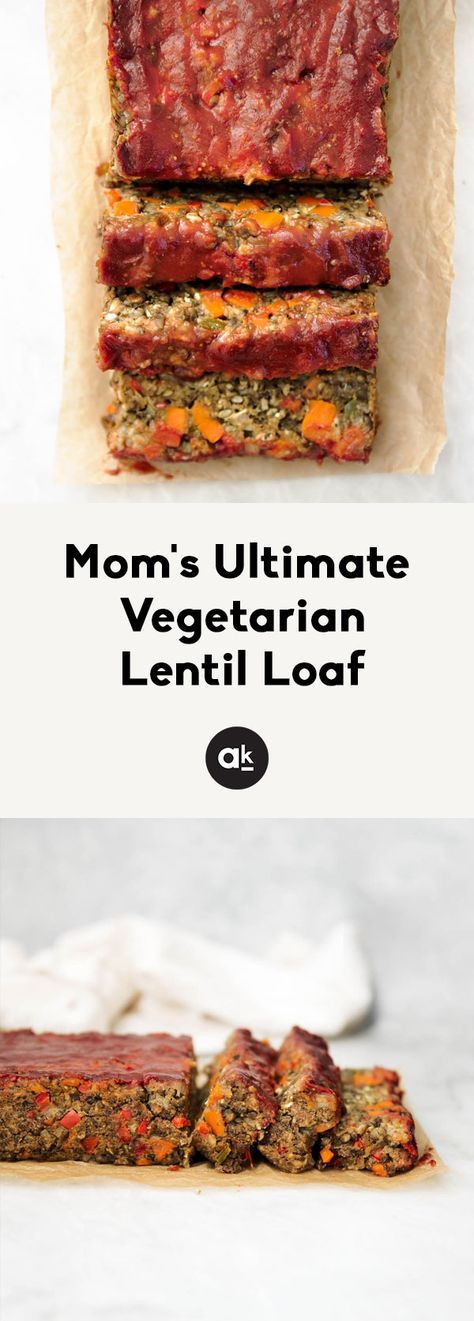 Mom's delicious ultimate vegetarian lentil loaf -- you won't miss the meat in this healthy vegan and gluten free recipe packed with plant-based protein! #vegetarianrecipes #lentils #veganrecipes #veganfood #dinnerrecipes #meatlessmonday #highprotein Lentil Meat, Kale Recipes Healthy, Clean Eating Vegetarian Recipes, Lentil Loaf, Clean Eating Vegetarian, Ambitious Kitchen, Herbs Spices, Loaf Recipes, Gluten Free Recipe