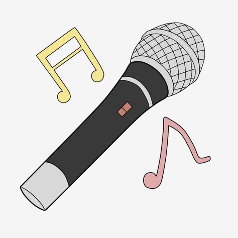 Music Theme Art, How To Draw A Microphone, Microphone Painting, Mic Clipart, Singing Pictures, Singing Icon, Cartoon Microphone, Singing Illustration, Singing Cartoon