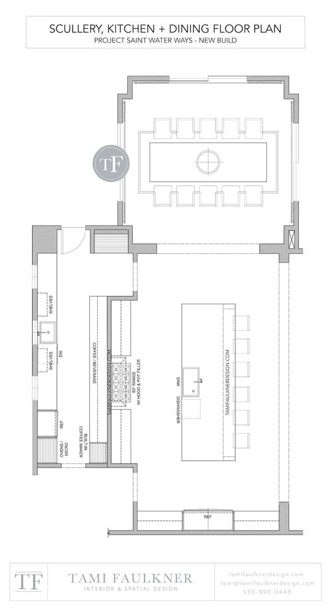 Kitchen Sink Under Window House Plans, Narrow Kitchen Floor Plans, Small Prep Kitchen Pantry, Prep Kitchen Design Floor Plans, Tami Faulkner Design, Scullery Pantry Ideas, House Plans With Scullery Kitchens, Scullery Kitchen Floor Plan, Kitchen With Scullery Layout