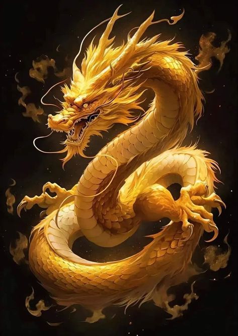 Fantasy Dragon Art, Dragon Head Tattoo, Chinese Dragon Art, Dragon Dreaming, Dragon Artwork Fantasy, Asian Dragon, Dragon Images, Golden Dragon, Dragon Illustration