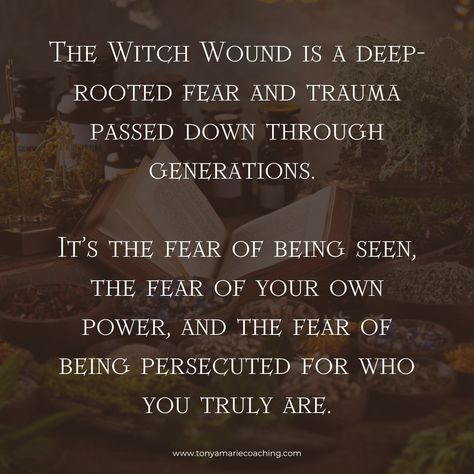 Have you ever felt like you’re holding back, afraid to fully step into your power? That might be the Witch Wound at work. 🌑 The Witch Wound is a deep-rooted fear and trauma passed down through generations. It’s the fear of being seen, the fear of your own power, and the fear of being persecuted for who you truly are. This wound manifests in many ways: self-doubt, fear of judgment, hiding your true self, and avoiding your innate gifts. It’s not just about witchcraft—it affects anyone who has... Witch Wound, Step Into Your Power, Spiritual Words, True Self, Shadow Work, The Fear, The Witch, Yours Truly, Spiritual Growth