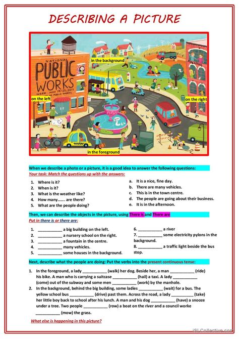 Describing a picture: English ESL worksheets pdf & doc Describe Pictures Worksheet, Describing Pictures Worksheet, Pictures To Describe In English, Describe The Picture Worksheet, Picture Description Images, Esl Writing Activities, Pictures To Describe, Describe The Picture, Describing Pictures