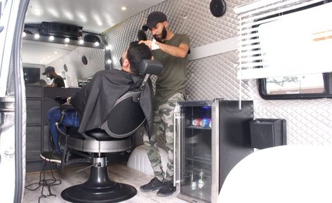 Mobile Barber Shop, Mobile Barber, Barber Shop Interior, Barbershop Design, Trailer Interior, Styling Stations, Barber Shop Decor, Best Barber, Shop Truck