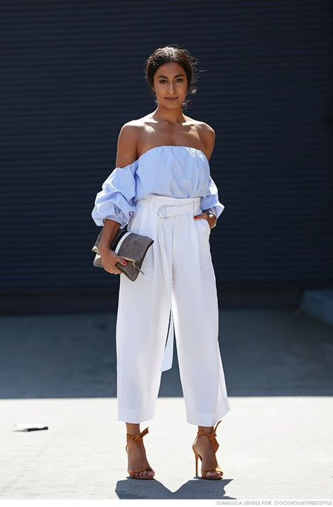 Outfit Trends, Brunch Outfit, Off The Shoulder Top, Mode Inspiration, White Pants, Spring Summer Outfits, Outfits Casuales, Fashion Street, Spring Summer Fashion