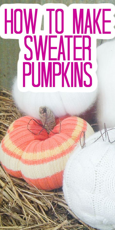 Make DIY sweater pumpkin with NO SEWING required! These easy pumpkins will be a hit in your fall decor! #fall #sweaters #pumpkins #falldecor Sweater Pumpkins Diy, Diy Pumpkins Crafts, Sweater Diy, Pumpkin Sweater, Pumpkin Craft, Sweater Pumpkins, Diy Sweater, Diy And Crafts Sewing, Fall Outdoor Decor