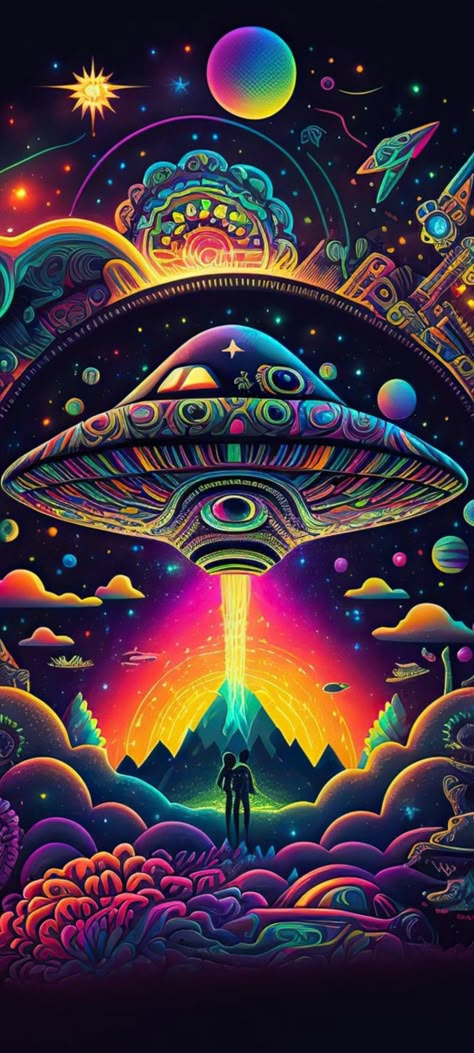 Trippy U.F.O. art mobile wallpaper 1080x2400 Trippy Alien Wallpaper, Trippy Alien Art, Trippy Visuals Wallpapers, Alien Wallpaper Iphone, 4k Trippy Wallpaper, Trippy Space Art, Alien Graphic Design, Alien Photography, Trippy Wallpapers