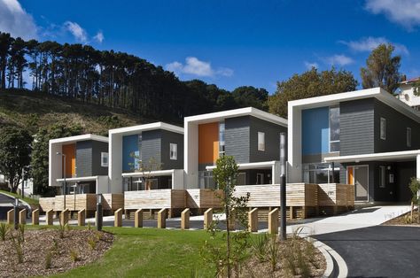 HOME New Zealand: NZIA Wellington architecture awards Apartments Design, Row Of Houses, Row House Design, New Zealand Architecture, Townhouse Exterior, Apartments Exterior, Housing Design, Modern Townhouse, Duplex Design