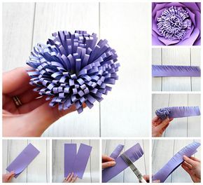 How to make a pompom center for large paper flowers Paper Flower Centers, Large Paper Flowers Diy, Giant Paper Flowers Diy, Big Paper Flowers, Giant Paper Flowers Template, Diy Flores, Fleurs Diy, Folding Origami, Paper Flower Wall Decor