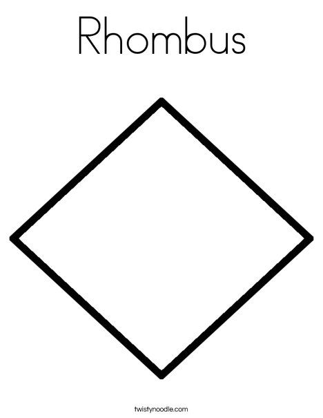 Rhombus Coloring Page - Twisty Noodle Rhombus Shape Preschool, Rhombus Worksheet Preschool, Rhombus Craft Preschool, Math Circle, Shapes Coloring Pages, Inkleur Prente, Letter D Worksheet, Shapes Lessons, Shape Coloring Pages