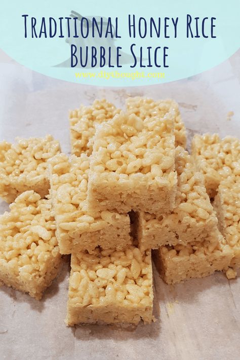 Rice Bubble Recipes, Honey Joys Recipe, Honey Joys, Rice Bubble Slice, Honey Rice, Recipe With Rice, Rice Bubbles, Krispie Treats Recipe, Krispy Treats