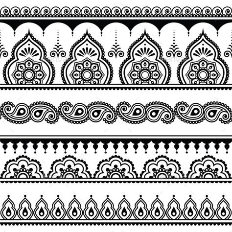 Mehndi, Indian Henna Tattoo Seamless Pattern Henna Motive, Indian Henna Tattoo, Henne Tattoo, Henna Mandala, Indian Henna, Gel Printing, Marquesan Tattoos, Tattoo Henna, Muster Tattoos