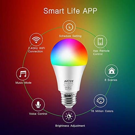 AXTEE Smart WiFi Light Bulb, RGBW Dimmable Color Changing LED Bulbs E26 7W(60W Equivalent)with Remote Control, No Hub Required, Compatible with Alexa, Echo,Google Home and IFTTT for Home/Party(3 Pack), #Ad #LED, #sponsored, #Changing, #Color, #Bulbs Gothic Decor Bedroom, Gothic Bedroom, Smart Bulbs, Smart Bulb, Alexa Echo, Life App, Smart Light Bulbs, White Lights, Smart Life