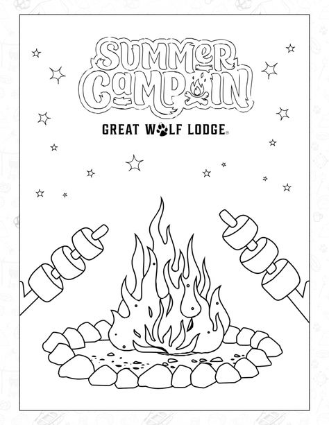 Summer Camp-In Coloring Activity Great Wolf Lodge Coloring Pages, Summer Coloring, Wolf Lodge, Great Wolf Lodge, Summer Coloring Pages, Coloring Activity, Room Tour, Color Activities, Fun Summer