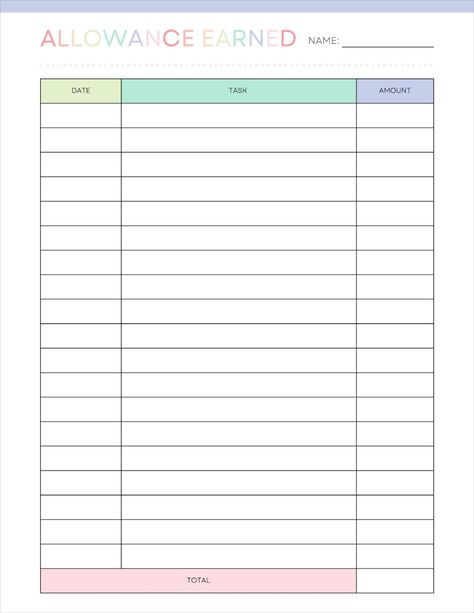 Printable Kids Allowance Earned Chart, Allowance Tracker, Kids Savings Tracker, Weekly Allowance, Money Reward Chart, Instant Download Kids Allowance, Allowance Tracker, Allowance For Kids, Tracker Free, Printable Kids, Reward Chart, Savings Tracker, Dec 30, Printables Kids