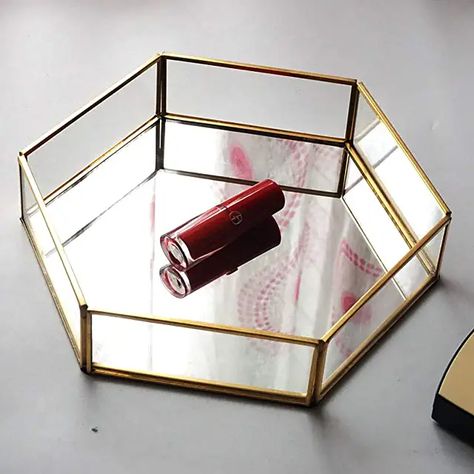 Gold Mirror Tray, Bathroom Jars, Makeup Tray, Mirror Vanity Tray, Mirror Jewelry, Dresser Tray, Gold Tray, Jewelry Tray Display, Makeup Storage Organization