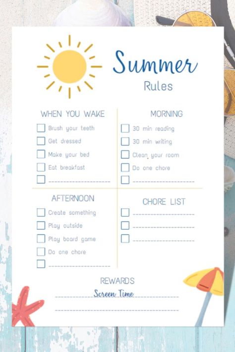 Summer Rules, Summer Challange, Summer checklist, Screen Time rules, summer rules for screen time, chores checlist, summer routine planner Kids Summer Schedule, Summer Rules, Screen Time Rules, Chore Checklist, Summer Checklist, Kids Checklist, Summer Calendar, Rules For Kids, Summer Schedule