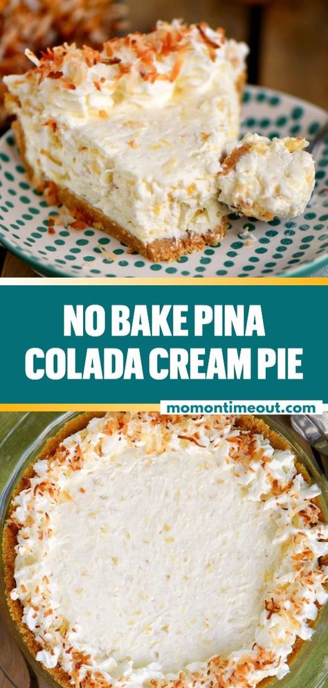 Coconut Pie Recipe, Coconut Cream Pie Recipes, Pina Coladas, Pineapple Desserts, Coconut Desserts, Easy Pie Recipes, Pineapple Recipes, Cream Pie Recipes, Pineapple Coconut