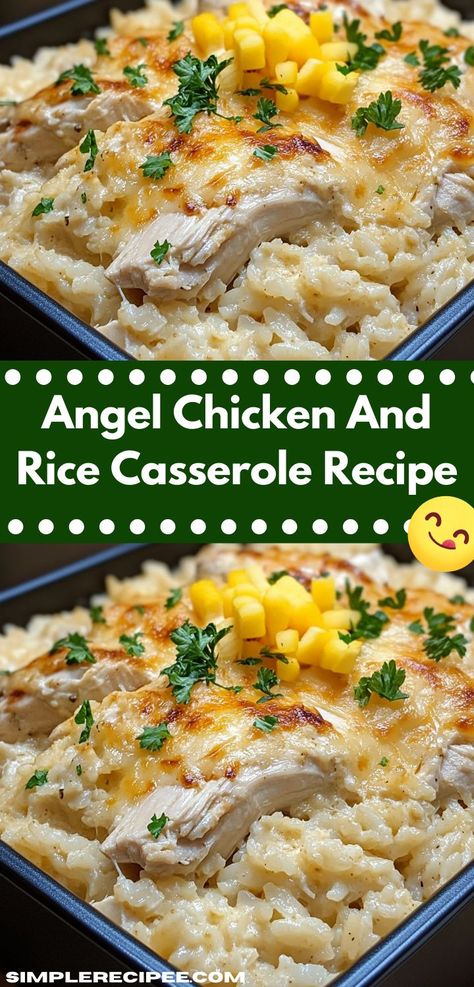 Need a simple yet flavorful meal? Discover the magic of Angel Chicken and Rice Casserole, a delightful casserole recipe that combines tender chicken and savory rice. It's perfect for a cozy family dinner. Chicken And Rice Casserole Recipe, Angel Chicken, Rice Bake, Chicken And Rice Casserole, Creamy Chicken And Rice, Chicken Rice Casserole, Rice Casserole Recipes, Hearty Chicken, Chicken Breast Seasoning