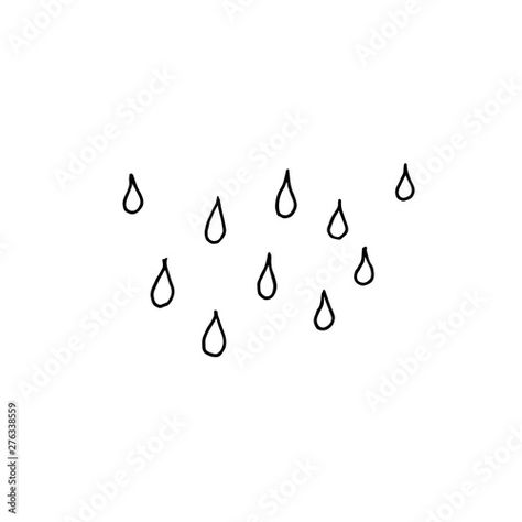 Stock Image: Rain drops. Monochrome sketch, hand drawing. Black outline on white background. Vector illustration Rain Drop Sketch, Rain Drops Illustration, Raindrop Sketch, Drawing Rain Drops, How To Draw Rain Drops, Rain Drops Tattoo, Rain Drops Drawing, How To Draw Rain, Rain Sketch