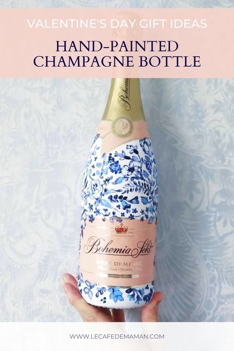 How To Paint Champagne Bottles, Bridal Shower Brunch Decorations, Chatham Bars Inn Wedding, Custom Champagne Bottle, Metallic Spray Paint, Spray Paint Cans, Wine Bottle Diy Crafts, Painted Wine Bottles, Wedding Welcome Bags