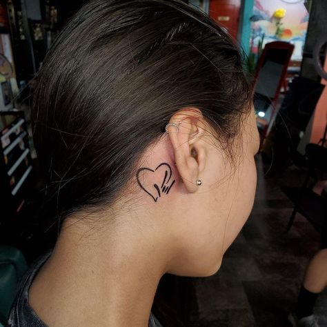 Asl I Love You Tattoo Behind Ear, Deaf Awareness Tattoo, Deaf Ear Tattoo, I Love You In Asl Tattoo, I Love You Sign Tattoo, Asl I Love You Tattoo, Deaf Tattoo Ideas, Deaf Tattoo, Asl Tattoo