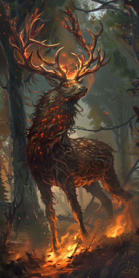 Tree Monster, Mystical Animals, Magical Creature, Fantasy Forest, Deer Art, Forest Creatures, Fantasy Beasts, Dnd Art, Magical Forest