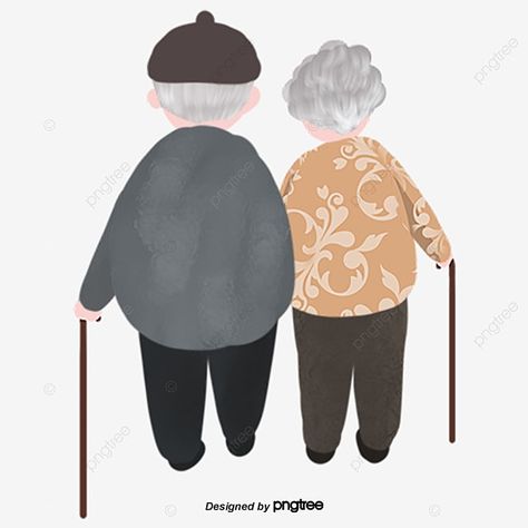 Grandma And Grandpa Drawing, Drawing Dead, Mood 2024, Dark River, Cartoon Grandma, Sun And Clouds, Love In Islam, Hand Drawn Vector Illustrations, Crutches