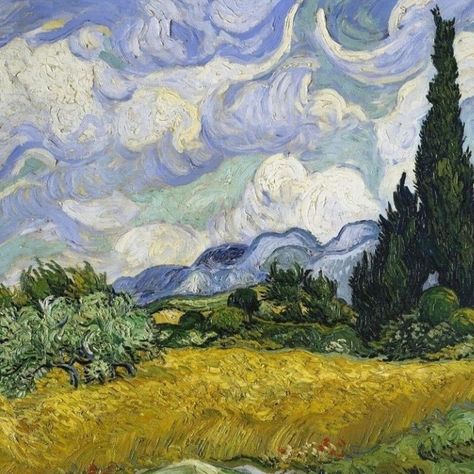 Wheat Field With Cypresses, فنسنت فان جوخ, Van Gogh Landscapes, Arte Van Gogh, Van Gogh Museum, Wheat Field, Art Calendar, Van Gogh Paintings, Wheat Fields